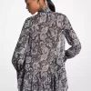 Metalik Paisley Georgette Bağcıklı Elbise