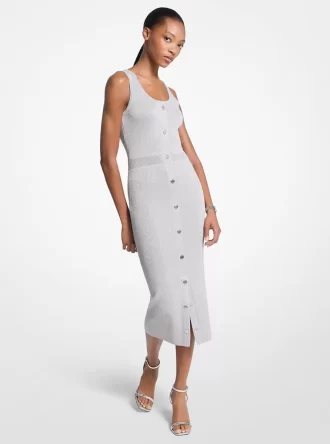 Metalik Örgü Midi Tank Elbise