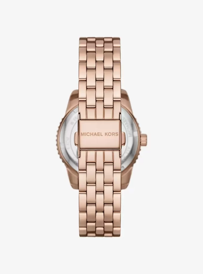 Mini Bryant Pavé Logo Gül Altın Tonlu Saat