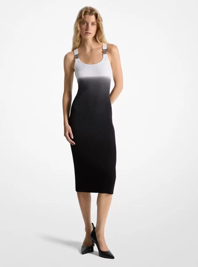 Ombré Ribbed Stretch Viskon Elbise Ombré Ribbed Stretch Viskon Elbise