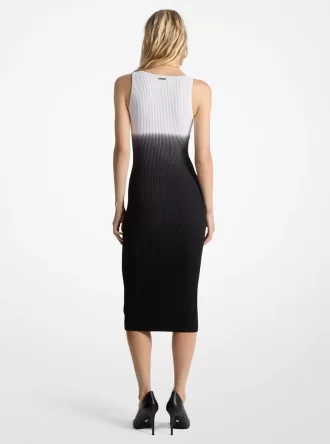 Ombré Ribbed Stretch Viskon Elbise