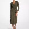 Paisley Desenli Esnek Mat Jersey Midi Elbise