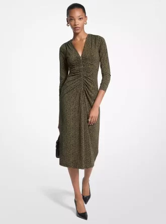 Paisley Desenli Esnek Mat Jersey Midi Elbise