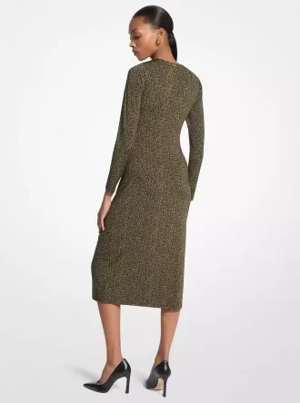 Paisley Desenli Esnek Mat Jersey Midi Elbise