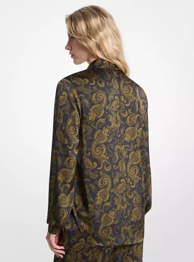 Paisley Desenli Saten Pijama Gömleği Paisley Desenli Saten Pijama Gömleği