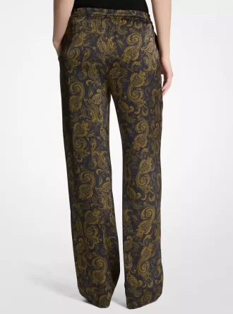 Paisley Desenli Saten Pijama Pantolonu