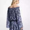 Paisley Georgette Omuz Açık Elbise