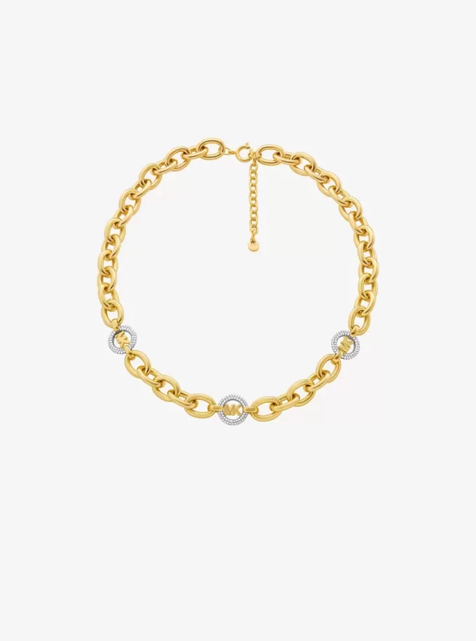 Pavé MK Pop Charm Zincir Bağlantılı Kolye
