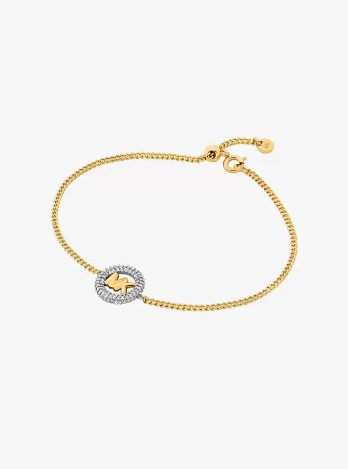 Pavé ve Logo Charm İki Renkli Kayar Bilezik