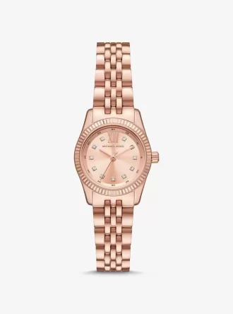 Petite Lexington Pavé Pembe Altın Tonlu Saat