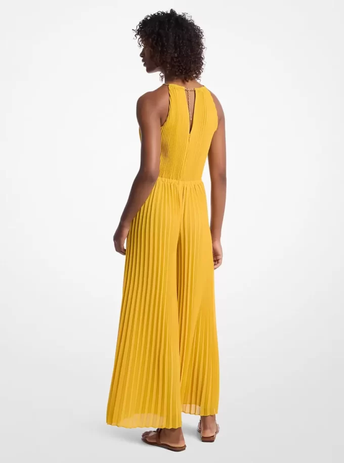 Pileli Süslemeli Georgette Askılı Tulum