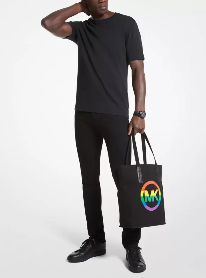 PRIDE Gökkuşağı Logolu Pamuklu Tote Çanta