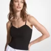 Ribanalı Esnek Viskon Kısa Tank Top