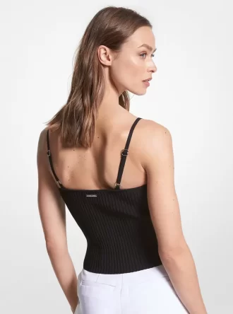 Ribanalı Esnek Viskon Kısa Tank Top