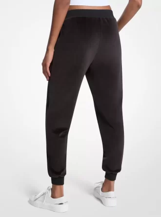 Süslemeli Logolu Kadife Jogger Pantolon