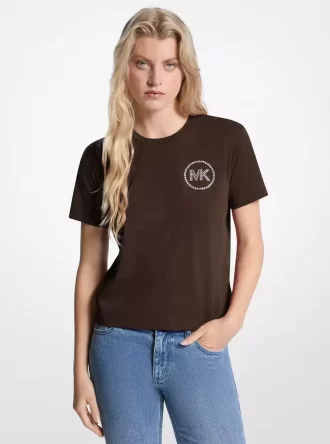 Süslenmiş Logo Organik Pamuklu Tişört