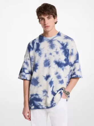 Tie Dye Yün ve Kaşmir Kısa Kollu Kazak