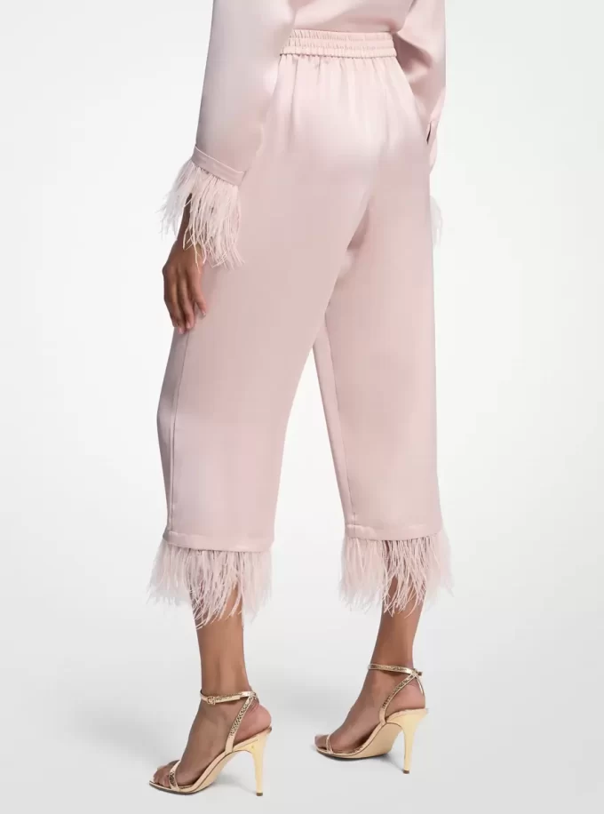 Tüylü Saten Pijama Pantolonu
