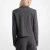 Yıpranmış Esnek Tropikal Yün Kısa Blazer