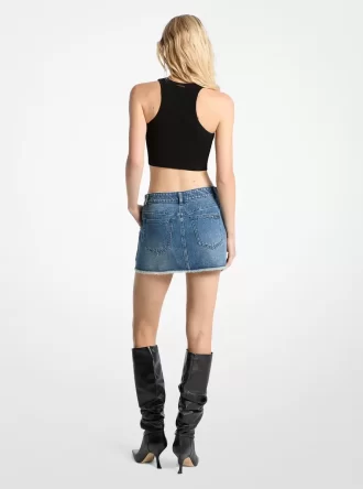Yıpranmış Kot Mini Etek